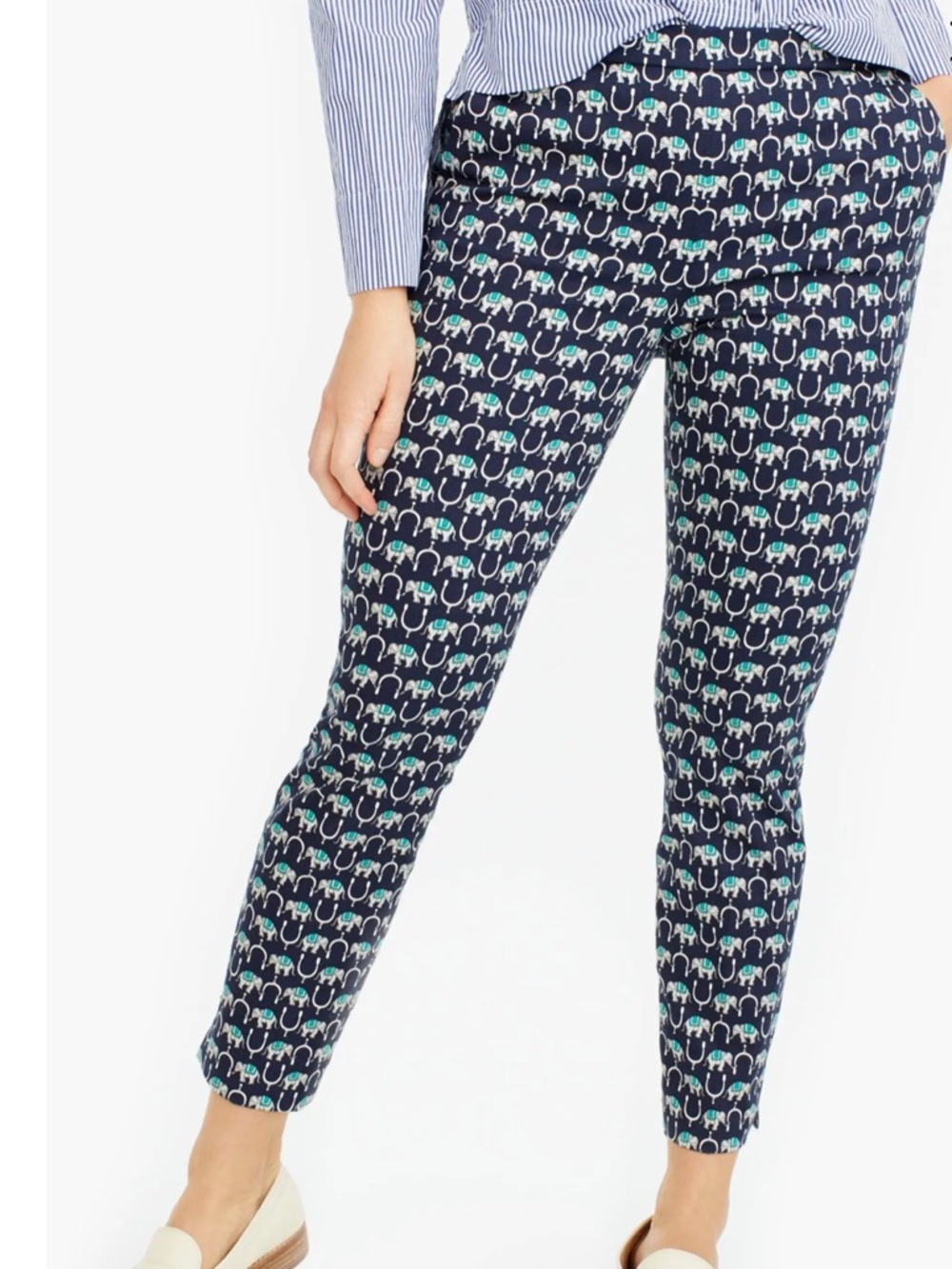 J. Crew Martie Elephant Print Slim Crop Pants